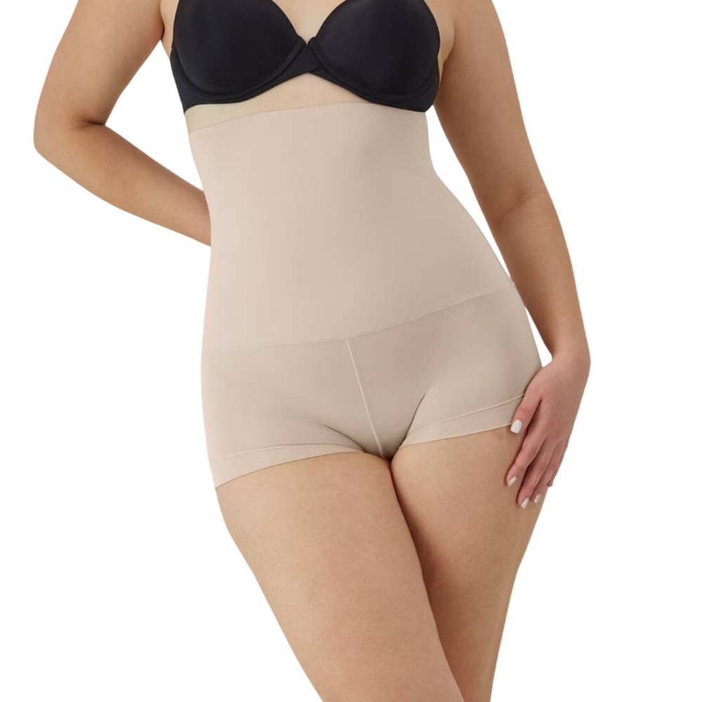Maidenform Women's Beige High Waist No Pinch Shaping Boyshorts Size 2XL